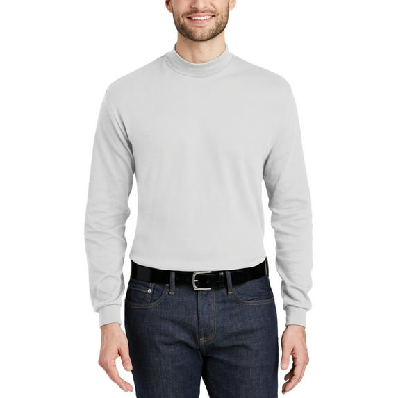 JustBlanks Mens Interlock Knit Mock Turtleneck Long Sleeve Shirt Soft Cotton Blend Comfortable Fit