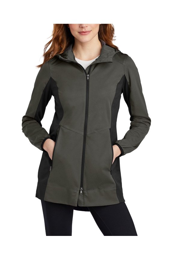 Ladies Active Hooded Soft Shell Jacket Water Resistant All Season Performance