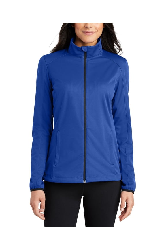 Just Blanks Ladies Active Soft Shell Jacket Breathability Rating Reverse Coil Zipper, True Royal, 4XL
