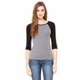 thumbnail image 1 of Just Blanks Ladies' Baby Rib 3/4 Sleeve Contrast Raglan T Shirt, DEEP HTHR/ BLACK, S, 1 of 1
