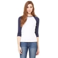 thumbnail image 1 of Just Blanks Ladies' Baby Rib 3/4 Sleeve Contrast Raglan T Shirt, WHITE/ NAVY, S, 1 of 1