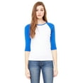 thumbnail image 1 of Just Blanks Ladies' Baby Rib 3/4 Sleeve Contrast Raglan T Shirt, WHITE/ TR ROYAL, XL, 1 of 1
