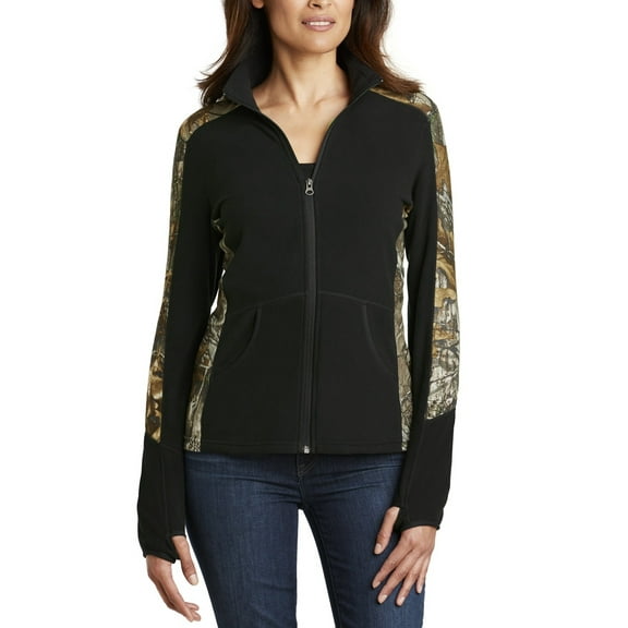 JustBlanks Ladies Full Zip Camouflage Microfleece Jacket Polyester Stand Collar Long Sleeves