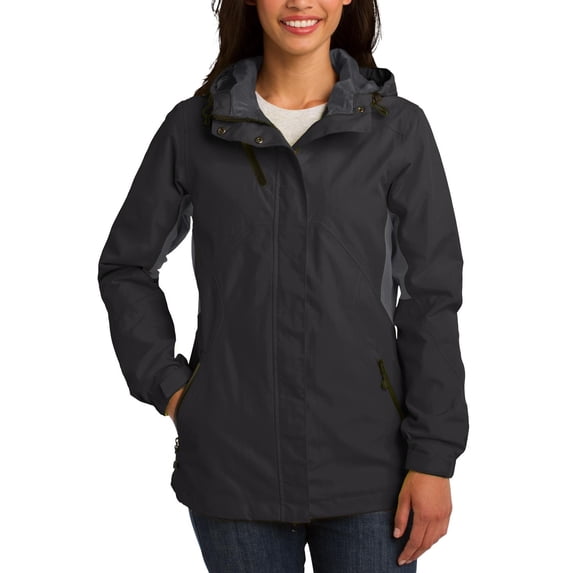 JustBlanks Womens Waterproof Nylon Full Zip Hooded Jacket with Adjustable Hem Long Sleeves