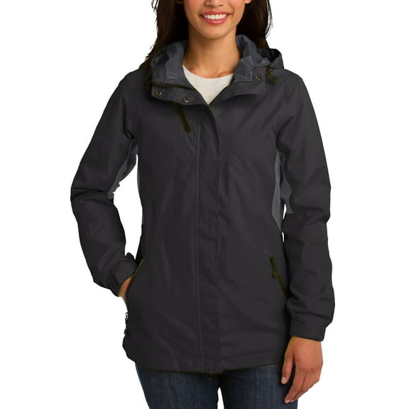 JustBlanks Womens Waterproof Nylon Full Zip Hooded Jacket with Adjustable Hem Long Sleeves