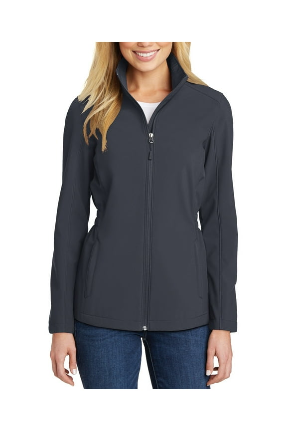 Ladies Cinch Waist Soft Shell Jacket Full Zip Water Resistant Adjustable Waist Long Sleeves