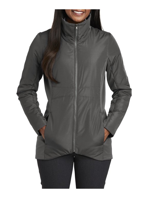 Womens Insulated Collective Jacket Water Resistant Stretch Panels Zip Collar