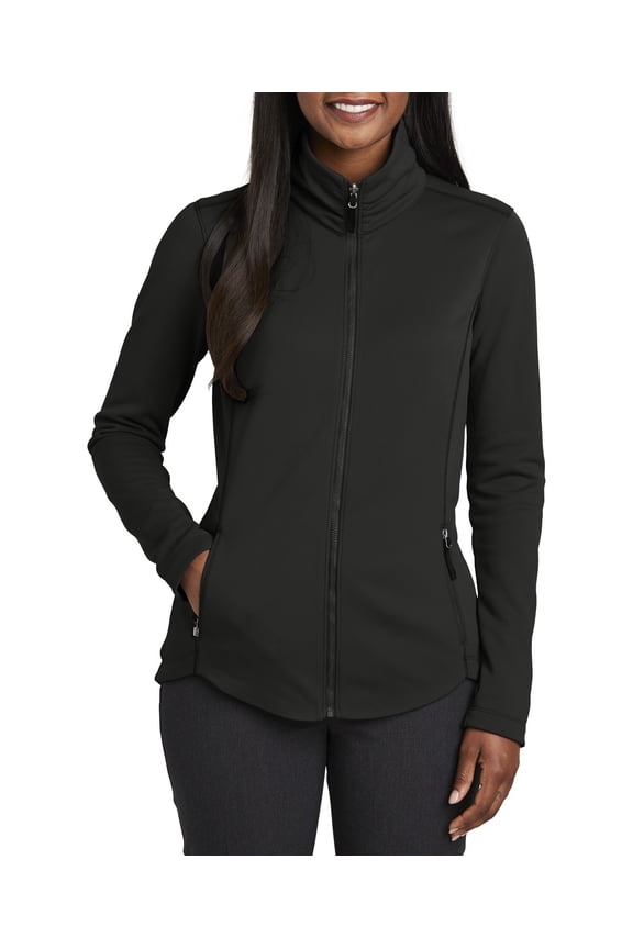 Just Blanks Ladies Collective Smooth Fleece Jacket, Deep Black, 4XL