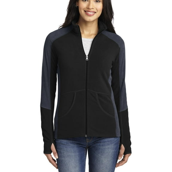 JustBlanks Womens Colorblock Full Zip Microfleece Jacket Lightweight Polyester Stand Collar Long Sleeves
