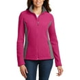 thumbnail image 1 of JustBlanks Womens Colorblock Full Zip Fleece Jacket Polyester with Adjustable Hem Zippered Pockets, 1 of 1