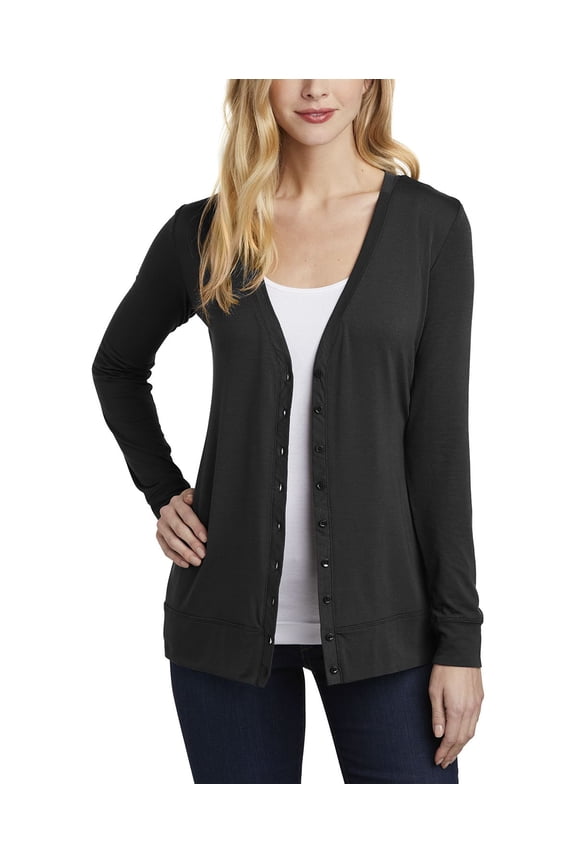 Just Blanks Ladies Concept Cardigan Open Y-Neck, Black, 4XL