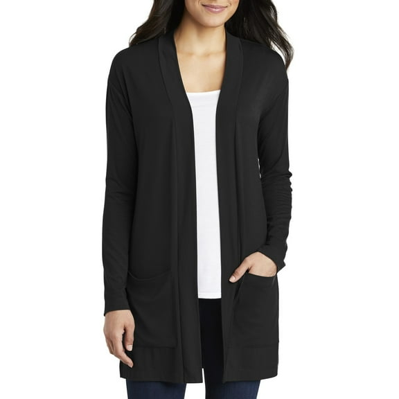 JustBlanks Womens Long Open Front Jersey Cardigan with Pockets Polyester Rayon Spandex Blend