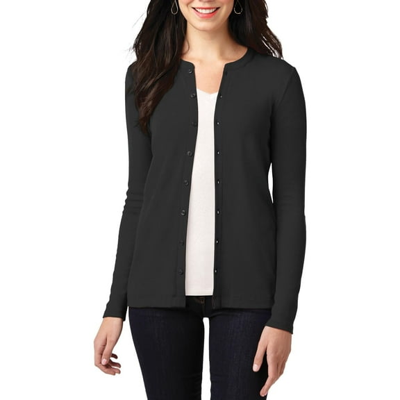 JustBlanks Womens Stretch Button Front Cardigan with Scoop Neck Long Sleeves