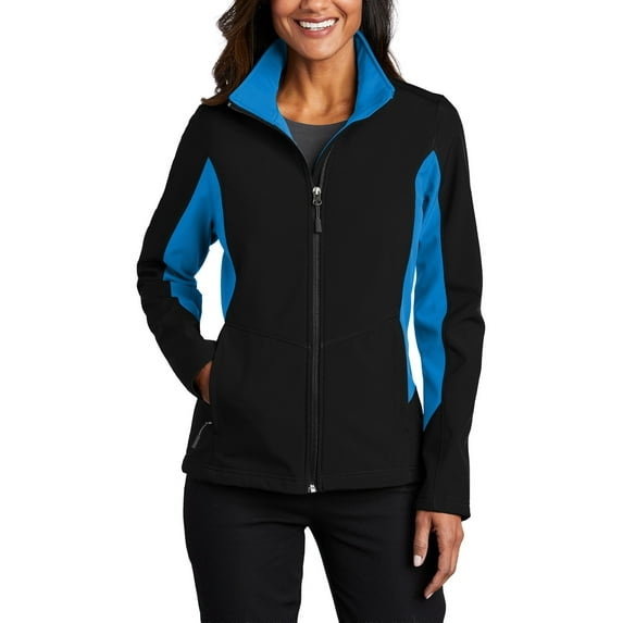 JustBlanks Womens Core Colorblock Soft Shell Jacket with Water Resistant Fabric