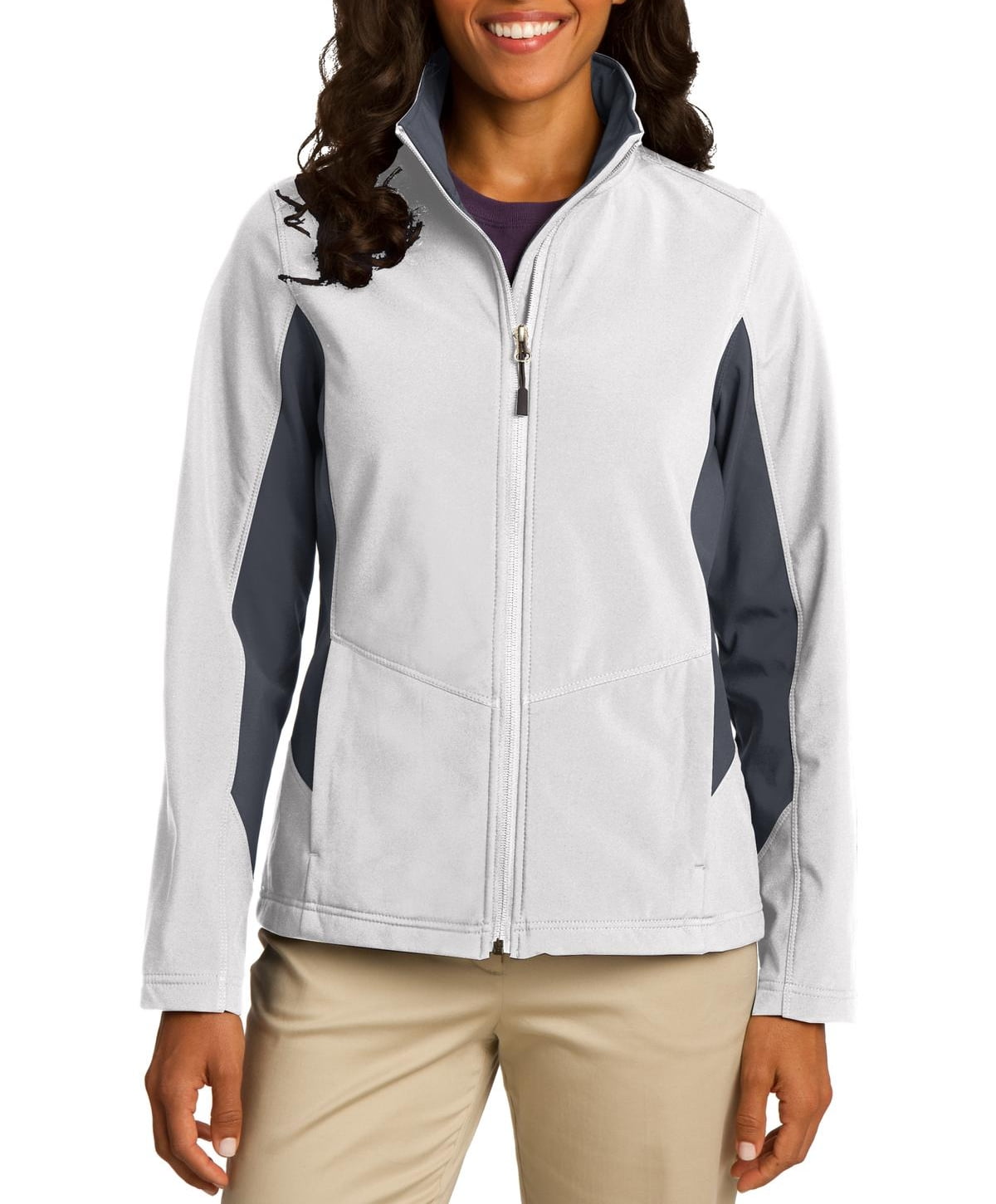 Just Blanks Ladies Core Colorblock Soft Shell Jacket , Marshmallow ...