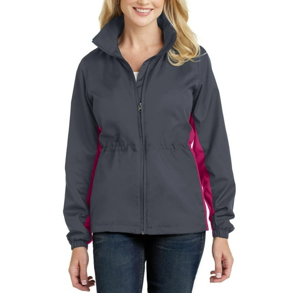 JustBlanks Womens Colorblock Full Zip Lightweight Windbreaker Jacket with Hood