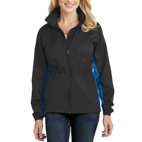 JustBlanks Womens Colorblock Full Zip Lightweight Windbreaker Jacket with Hood