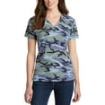 thumbnail image 1 of JustBlanks Ladies Core Cotton Camouflage V Neck Short Sleeve T-Shirt, 1 of 1