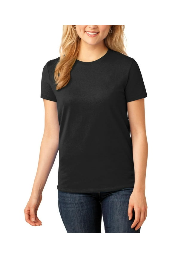 Just Blanks Ladies Core Cotton Tee Contoured Body For A Feminine Fit, Jet Black, 4XL