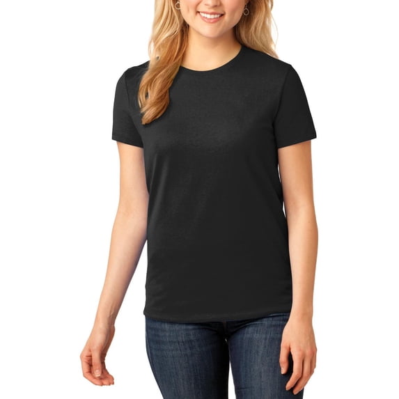 JustBlanks Ladies Core Cotton Tee Rib Knit Collar Back Neck Tape Side Seamed