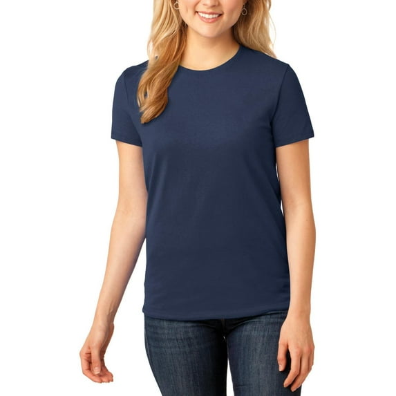 JustBlanks Ladies Core Cotton Tee Rib Knit Collar Back Neck Tape Side Seamed