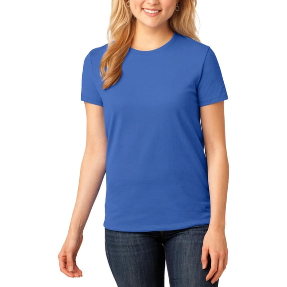 JustBlanks Ladies Core Cotton Tee Rib Knit Collar Back Neck Tape Side Seamed