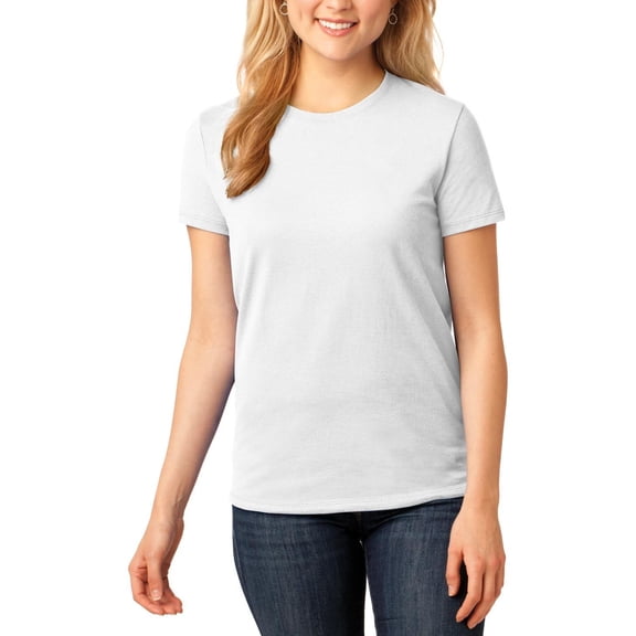 JustBlanks Ladies Core Cotton Tee Rib Knit Collar Back Neck Tape Side Seamed