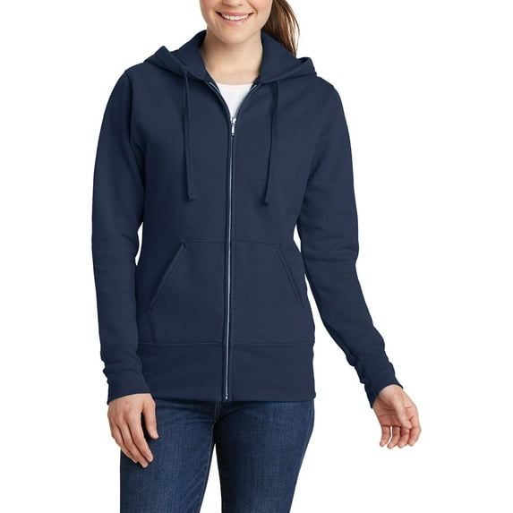JustBlanks Ladies Core Fleece Full Zip Hooded Sweatshirt Soft 50 50 Cotton Poly Blend Jersey Lined Hood
