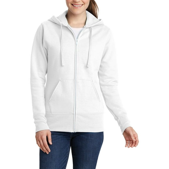 JustBlanks Ladies Core Fleece Full Zip Hooded Sweatshirt Soft 50 50 Cotton Poly Blend Jersey Lined Hood