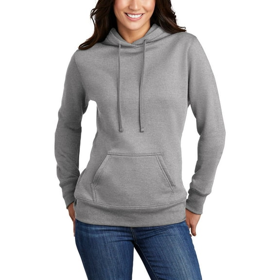 JustBlanks Ladies Core Fleece Pullover Hooded Sweatshirt Soft Cotton Poly Blend Rib Knit Cuffs Hem