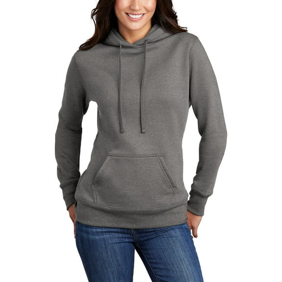 JustBlanks Ladies Core Fleece Pullover Hooded Sweatshirt Soft Cotton Poly Blend Rib Knit Cuffs Hem