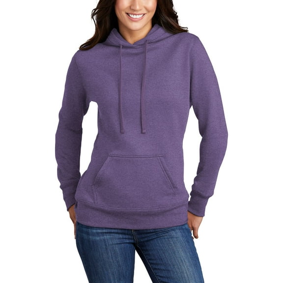 JustBlanks Ladies Core Fleece Pullover Hooded Sweatshirt Soft Cotton Poly Blend Rib Knit Cuffs Hem