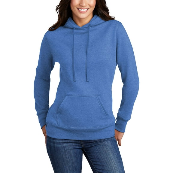 JustBlanks Ladies Core Fleece Pullover Hooded Sweatshirt Soft Cotton Poly Blend Rib Knit Cuffs Hem