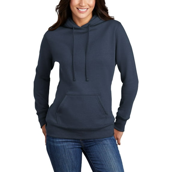 JustBlanks Ladies Core Fleece Pullover Hooded Sweatshirt Soft Cotton Poly Blend Rib Knit Cuffs Hem