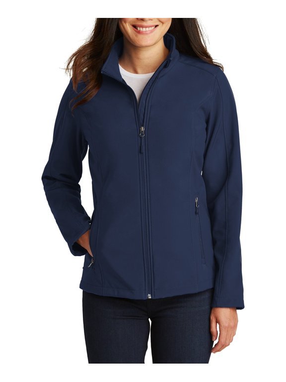Womens Soft Shell Jacket Polyester Microfleece Lined Full Zip Stand Collar Long Sleeve