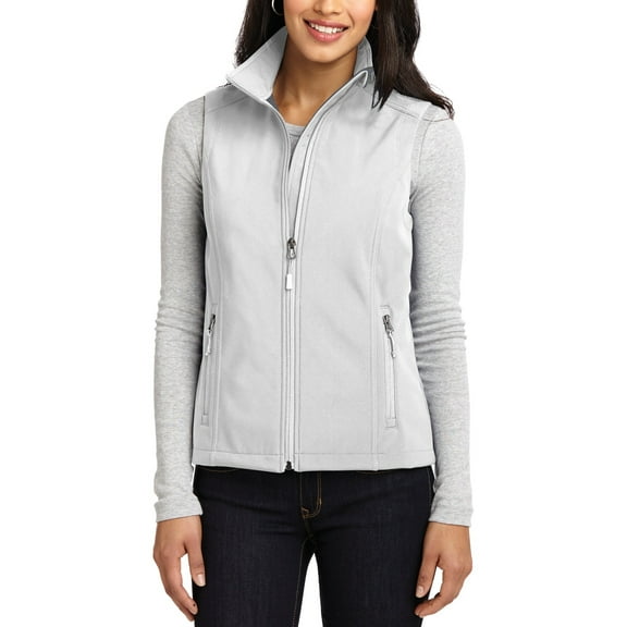 Just Blanks Ladies Core Soft Shell Vest Breathability Rating Zip-Through Cadet Collar With Chin Guard, Marshmallow, 4XL