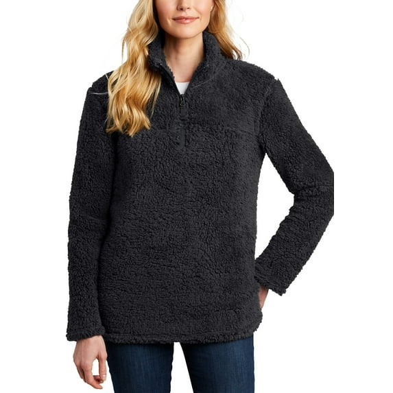 JustBlanks Ladies Cozy 1 4 Zip Fleece Pullover Soft Polyester Sherpa Long Sleeve Stand Collar