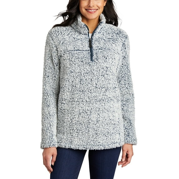 JustBlanks Ladies Cozy 1 4 Zip Fleece Pullover Soft Polyester Sherpa Long Sleeve Stand Collar