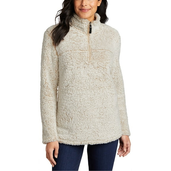 JustBlanks Ladies Cozy 1 4 Zip Fleece Pullover Soft Polyester Sherpa Long Sleeve Stand Collar