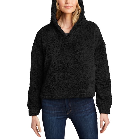 JustBlanks Womens Cozy Fleece Hoodie Ultra Soft Sherpa Fleece Drop Shoulder Open Hem Cuffs Three Panel Hood