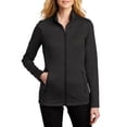 thumbnail image 1 of Just Blanks Ladies Cozy Fleece Jacket Reverse Coil Zipper Open Front Pockets, Deep Black Heather, 4XL, 1 of 1