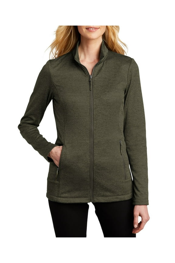 Womens Striated Fleece Jacket with Full Zip Pockets