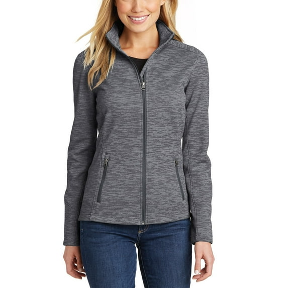 JustBlanks Ladies Digi Stripe Full Zip Fleece Jacket Polyester Cadet Collar Long Sleeves