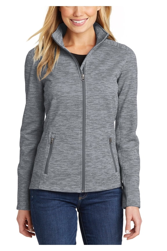 Ladies Digi Stripe Full Zip Fleece Jacket Polyester Cadet Collar Long Sleeves