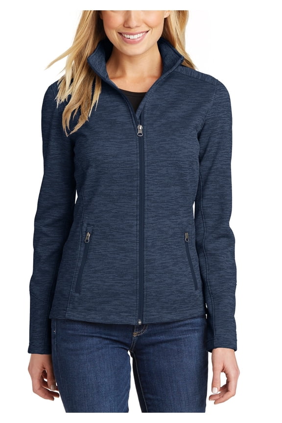 Ladies Digi Stripe Full Zip Fleece Jacket Polyester Cadet Collar Long Sleeves