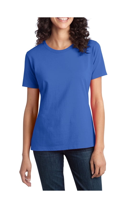 Womens Short Sleeve Ring Spun Cotton Crew Neck Fitted Style T Shirt