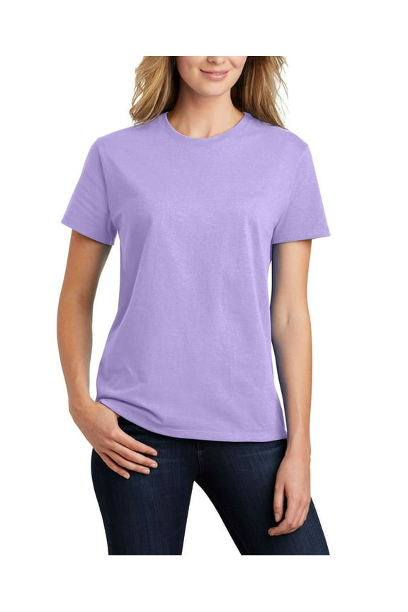 Womens Essential Soft Cotton Comfortable Fit Short Sleeve Rib Knit Collar T-Shirt