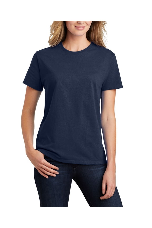 Just Blanks Ladies Essential T-Shirt Shorter Cut Through The Body And Sleeves, Navy, 4XL