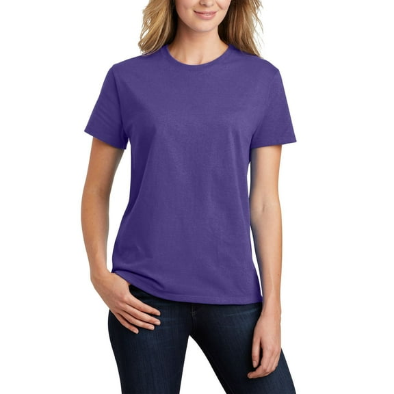Just Blanks Ladies Essential T-Shirt Shorter Cut Through The Body And Sleeves, Purple, 4XL