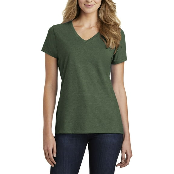 JustBlanks Womens V Neck Short Sleeve Cotton Poly Blend Lightweight Casual T-Shirt